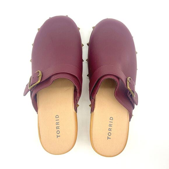 Torrid Burgundy Studded Mini Clog Women's Shoes Size 9 Wide Width - Picture 2 of 9